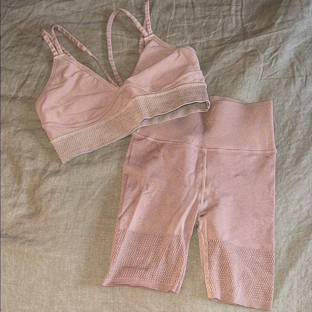 Fabletics Sculpt Knit Sports Bra and Shorts Set